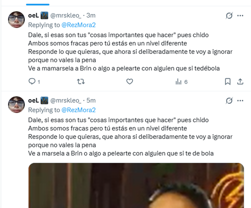 RezMora2's tweet photo. @mrskleo_ @mrskleo_ Y lo seguiste escribiendo mal jajajajajajajajajajajajaja. Me cae que si eres menor, te lo paso, pero si ya eres mayor de edad, de verdad busca ayuda profesional porque eres bastante patético. Sí me tomo en serio los temas,  lo que no son youtubers mediocres, ridículo XD https://t.co/eKXdTxJjPy