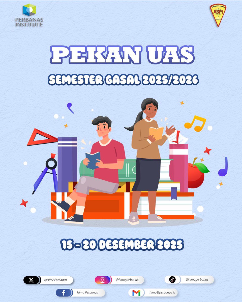 [ PEKAN UAS ]

Selamat menjalankan UAS untuk Mahasiswa/i Perbanas Institute.
Jangan lupa belajar dengan giat dan berdoa.
Do your best and good luck! ✨

Best Regards,
Public Relations of HIMA Perbanas Institute