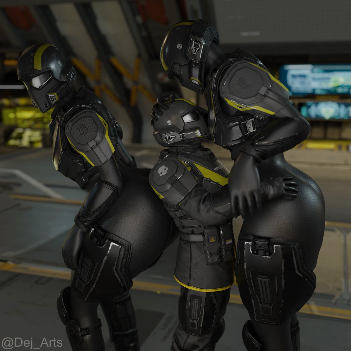 Super Earth began recruiting giant females to boost morale on Super Destroyers

Model by <a href="/zSphere3D/">🔞zSphere3D (Comms open!)</a> 

#Giantess #sizetwitter