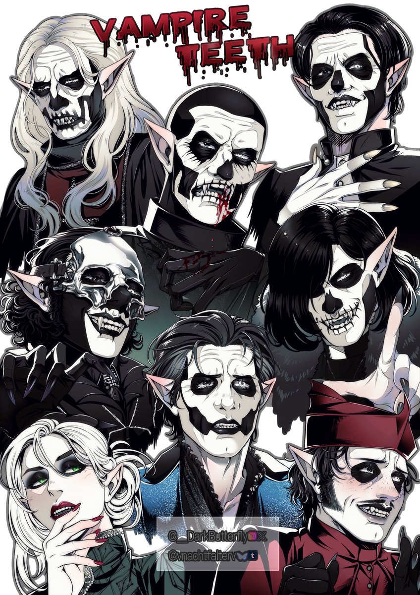 __DarkButterfly's tweet image. Just for fun, I took the liberty of designing different vampire teeth for the Papa‘s and Sister!🦷🩸

Hope you enjoy it!

(Had to post again bc made a mistake I am sorry🙈)