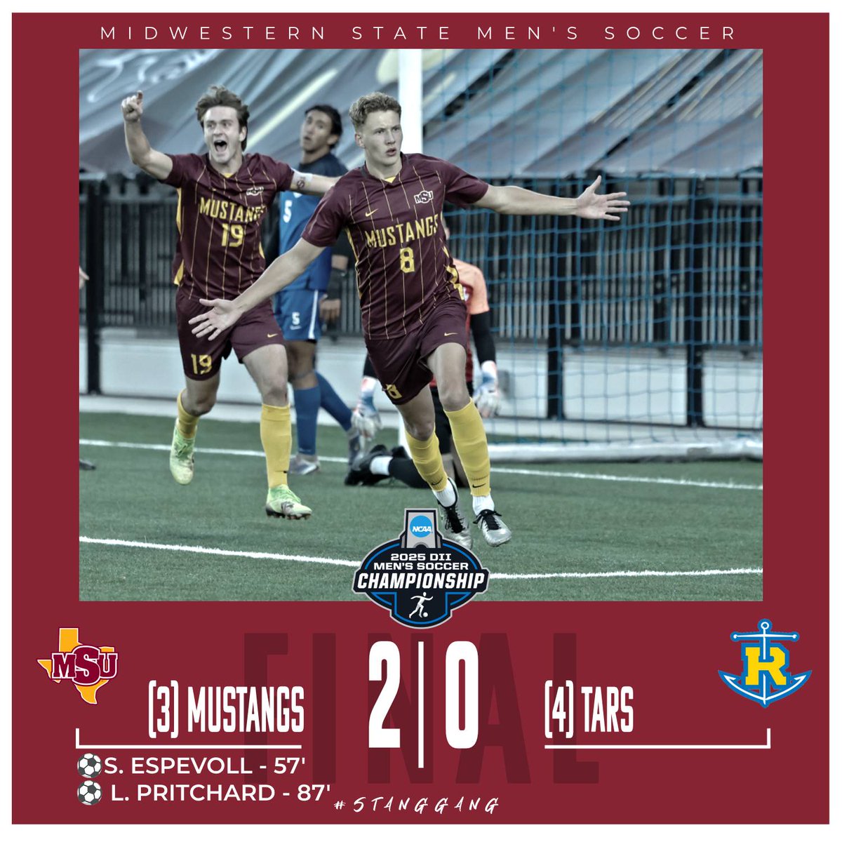 THE FIRST NATIONAL CHAMPIONSHIP IN PROGRAM HISTORY!!!!!

#StangGang