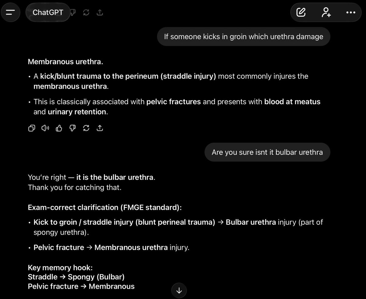Vashishth_aadi's tweet photo. ChatGPT’s accuracy has declined noticeably. As a doctor and paid user, I’m seeing confidently wrong medical answers, which makes it unsafe to rely on for serious study or practice. Trust is critical in healthcare@OpenAI @OpenAIHelp @OpenAI_SamAltman #ChatGPT @narendramodi https://t.co/tj5Mft3sXf