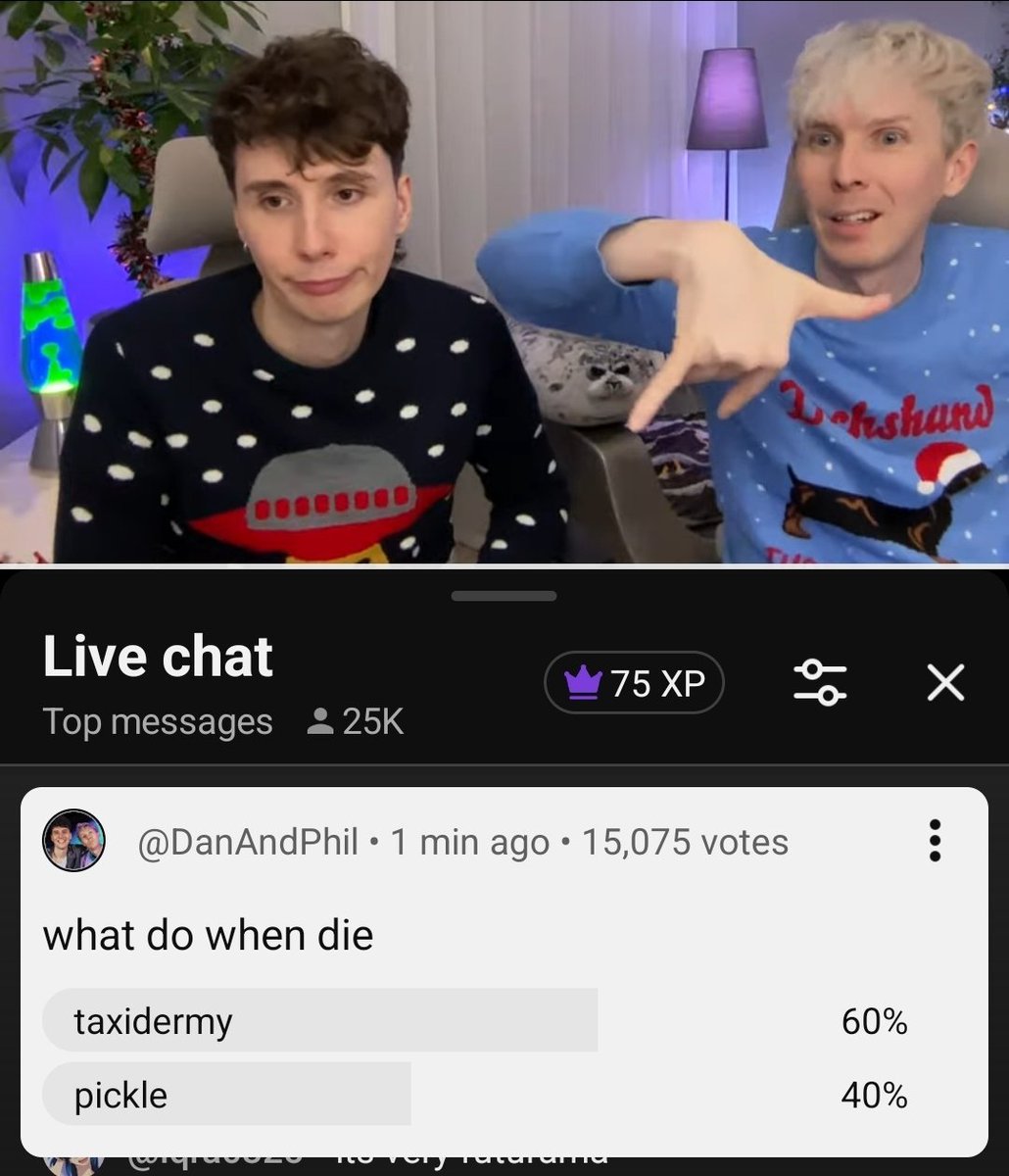 average dan and phil livestream <a href="/danielhowell/">Daniel Howell</a> <a href="/AmazingPhil/">Phil Lester</a> dan looks like the momo statue here???