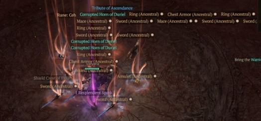 loatheburger's tweet image. For those wondering - yes, fighting the Uber Lesser Evils in the red portal doesn't just reward a mount trophy, but also a ton of loot. From this picture, you will get:

- All GA loot
- Resplendent Spark
- Legendary Runes
- Tribute of Ascendence

Now we just need to confirm if…