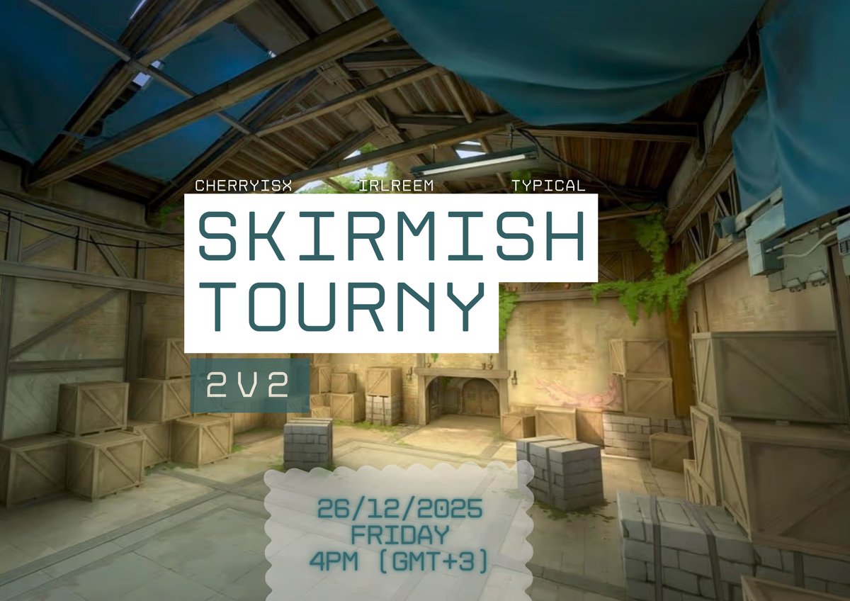 سلام عليكم... بطولة 2v2  سكرمش ماب الجديد

سجل نفسك وخويك من الفورم: docs.google.com/forms/d/e/1FAI…

 (البطولة 16 فريق فقط) 🫰

 جوائز البطولة:
🥇100$
🥈60$
🥉6$ 😎

 بتاريخ 26 ديسمبر باذن الله 🤝