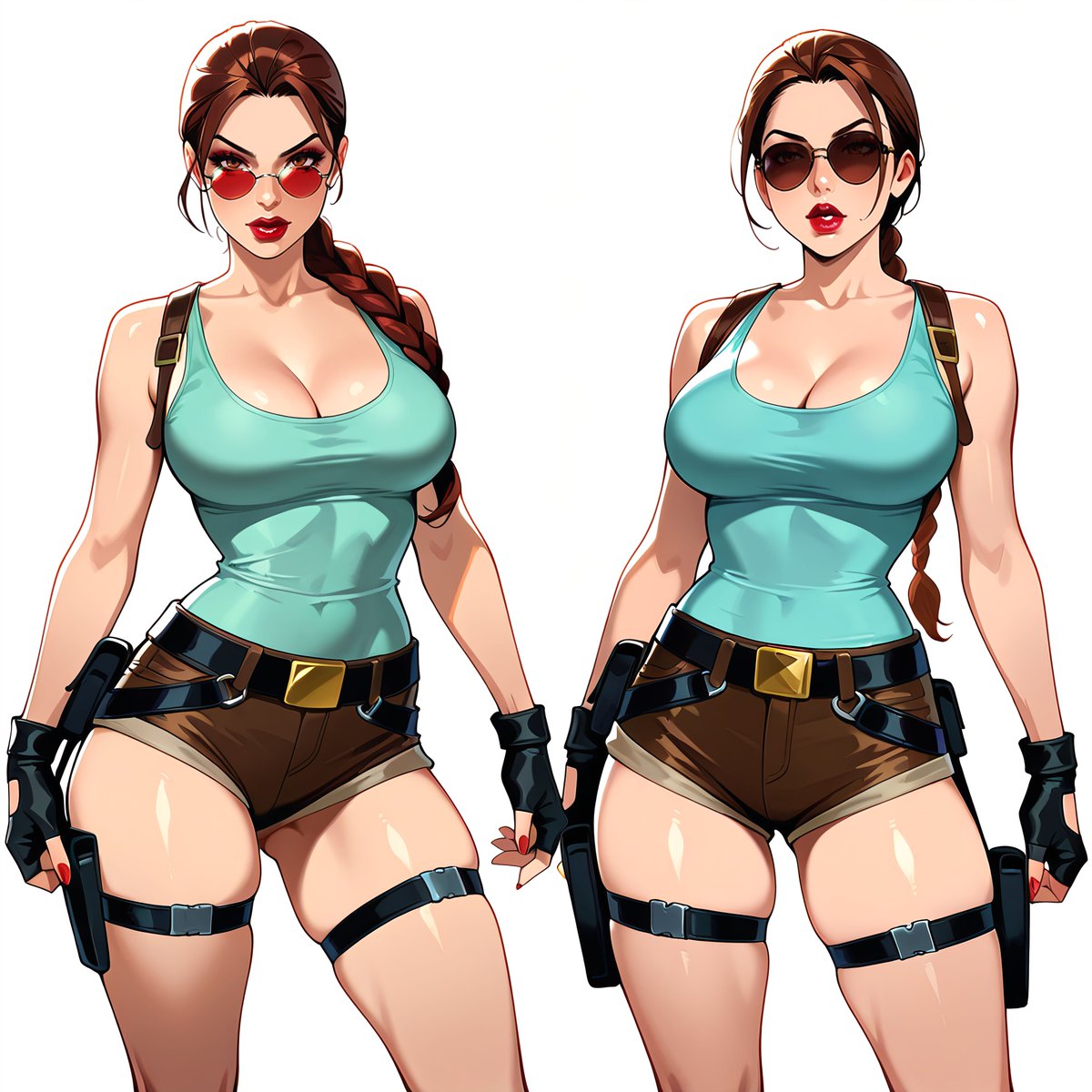 BillehChrist's tweet photo. I believe all Lara designs should be design in mind of how she looks with her sunglasses. also eyebrows are key to her look. 

*concepted in Automatic1111 https://t.co/jz3yCucNmW