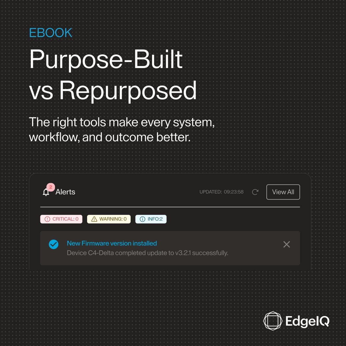 edge_iq's tweet photo. Most connected product teams aren’t slowed by complexity. They’re slowed by tools never built for the job.

Managing IoT with repurposed IT software is like riding a bike on the freeway. Technically possible. Practically exhausting.

Purpose-built matters. https://t.co/7qs6O1NurP https://t.co/2t4MD3AJ9F