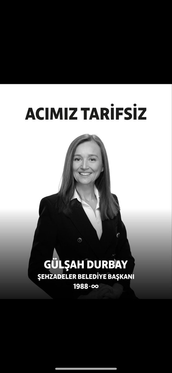 Manisa Şehzadeler Belediye Başkanı Gülşah Durbay’ı kaybetmenin derin üzüntüsünü yaşıyoruz. Kendisine rahmet, ailesine, yakınlarına  başsağlığı dileriz.