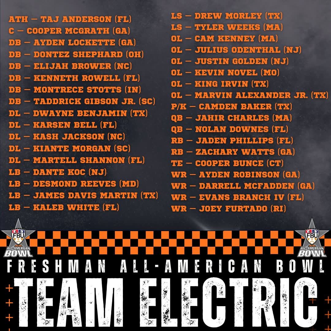 Team Electric Freshman All American <a href="/FBUcamp/">Football University</a>