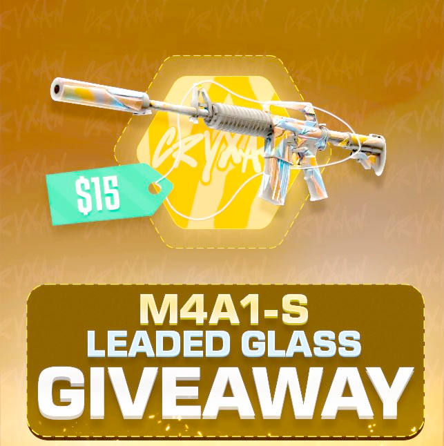 M4A1-S | Leaded Glass (15+$) GIVEAWAY🎉

Requirements:
✅Follow me: <a href="/Cryxan_/">Cryxan</a>
✅Retweet &amp; Like
✅Subscribe + Like: youtu.be/MLzkpk4LmnY (Show Proof)
(Optional: Leave a comment)

Ends in 72 HOURS🔥
#CSGOGiveaway #CSGOGiveaways #CS2 #CSGO #csgoskins