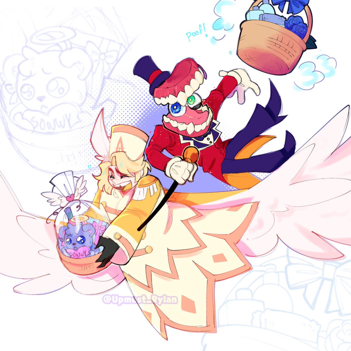 Upmost_Rylan's tweet photo. CAIN ABEL STOP WITH THE GIFT BASKETS.

#HazbinHotel #TheAmazingDigitalCircus https://t.co/tABENQDzRF