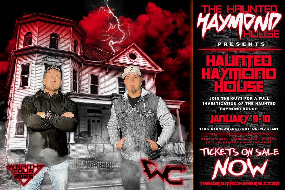 **𝐇𝐀𝐘𝐌𝐎𝐍𝐃 𝐇𝐎𝐔𝐒𝐄 𝐔𝐏𝐃𝐀𝐓𝐄**

Our FIRST ghost hunt of 2026 - The Haymond House.
Friday Night - 1 ticket left
Saturday Night - 2 tickets left