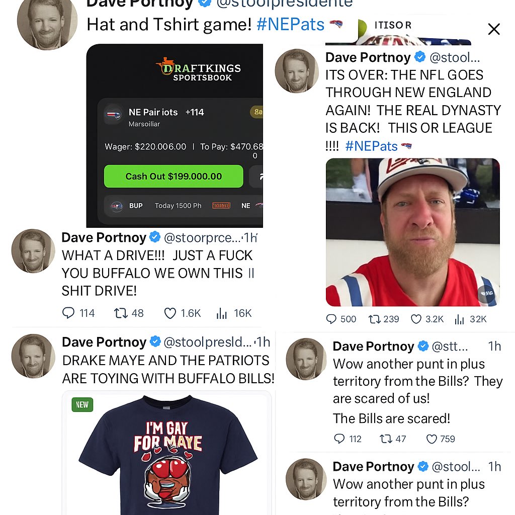 Suck it <a href="/stoolpresidente/">Dave Portnoy</a> and <a href="/Patriots/">New England Patriots</a> the East runs through <a href="/BuffaloBills/">Buffalo Bills</a> you’re nothing but a product of your weak ass schedule