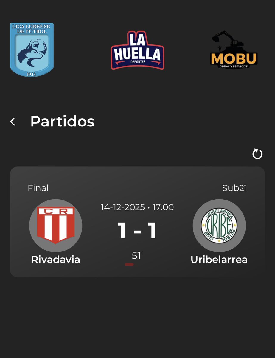 lahuelladep's tweet photo. Rivadavia 1 (2) - 1 (1) Uribelarrea

6’ ST Goooool de Uribe!! Golazo de cabeza de Valentino Rizzo para el empate tricolor 

Seguí el minuto a minuto del partido desde nuestra App!
https://t.co/rnrdhIqKYJ https://t.co/RSvHOzMcRg