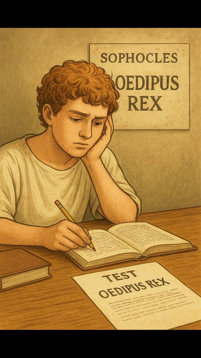 I’m not sure why Chat thinks this looks like Sophocles, but this is supposed to be Sophocles studying for a test on “Oedipus Rex.” Hopefully this reminds you that you should be like Sophocles in this picture and study for tomorrow’s Greek Theater, Tragedy, and Sophocles test.