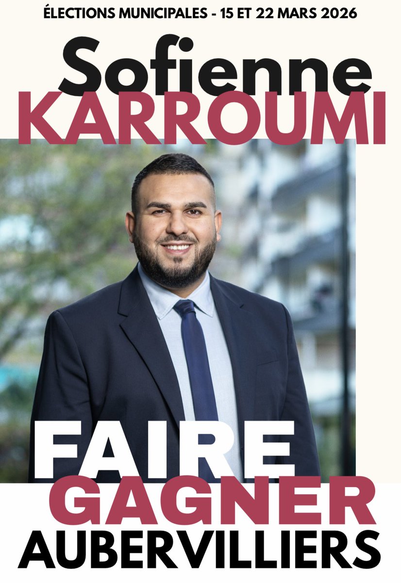 🔴 FAIRE GAGNER AUBERVILLIERS 

Pour une VILLE plus SÛRE, plus PROPRE, plus JUSTE, plus APAISÉE, plus INCLUSIVE et plus DYNAMIQUE… n’hésitez plus : les 15 et 22 mars mars, FAITES GAGNER AUBERVILLIERS !

Je compte sur vous 🚀❤️

#Aubervilliers 
#municipales2026