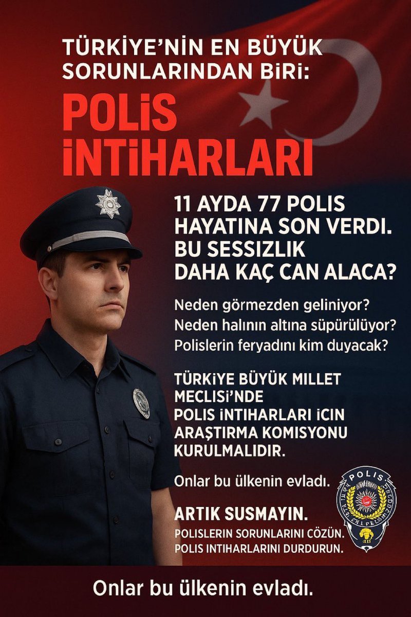 Artık çok bir şey söylemeye yazmaya gerek kalmadı. Polis bütçede kendisinden konuşulmasını beklerken dün 530 sicilli 2.5 yıllık polis memuru intihar etti. 2.5 yılda canından vazgeçme aşamasına gelen bir insanın sorununu dinlemedikten sonra ne yazar ???
#PolisBütçeBekliyor