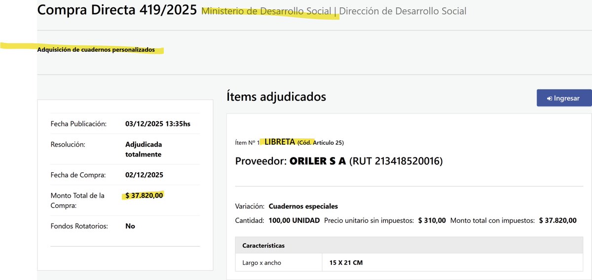 LIBRETA: Desde el MINISTERIO DE DESARROLLO SOCIAL mandaron a comprar con la NUESTRA cuadernos PERSONALIZADOS. $37.820 para que la ayuda a los pobres sea más cool. El prólogo quedó grabado con fuego.