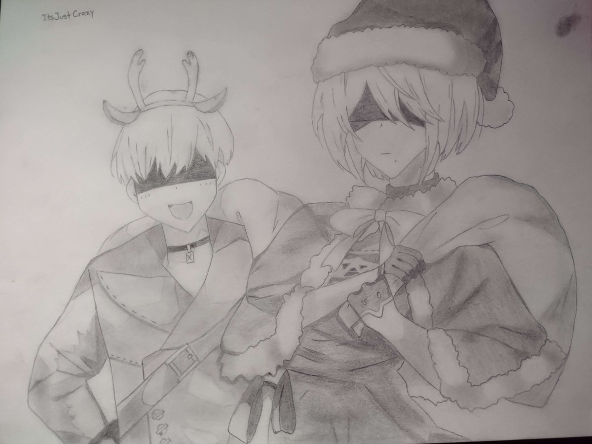 yournines's tweet photo. It's that time of season. So Happy holidays! (Do not look at the smudge top right. It already kills me enough to see that there when I look at this piece...)😭

#NieRAutomata https://t.co/20QDgt4Syh
