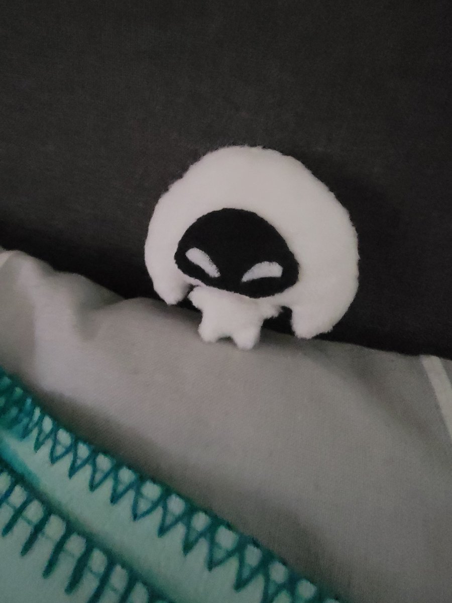 Miikrowelle's tweet image. sewed the tiniest lace keychain 
she looks so stupid I love her
#silksong #sewing