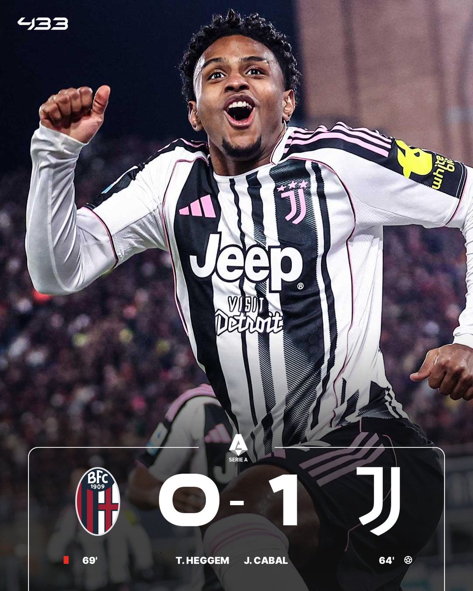 433's tweet photo. Juve 𝒍𝒆𝒂𝒑𝒇𝒓𝒐𝒈 Bologna 🦓

🌟 Kenan Yıldız delivers his seventh assist of the season 🅰️
🇨🇴 Juan Cabal scores 3 minutes after being subbed on 🦸 https://t.co/LrOujggpSH