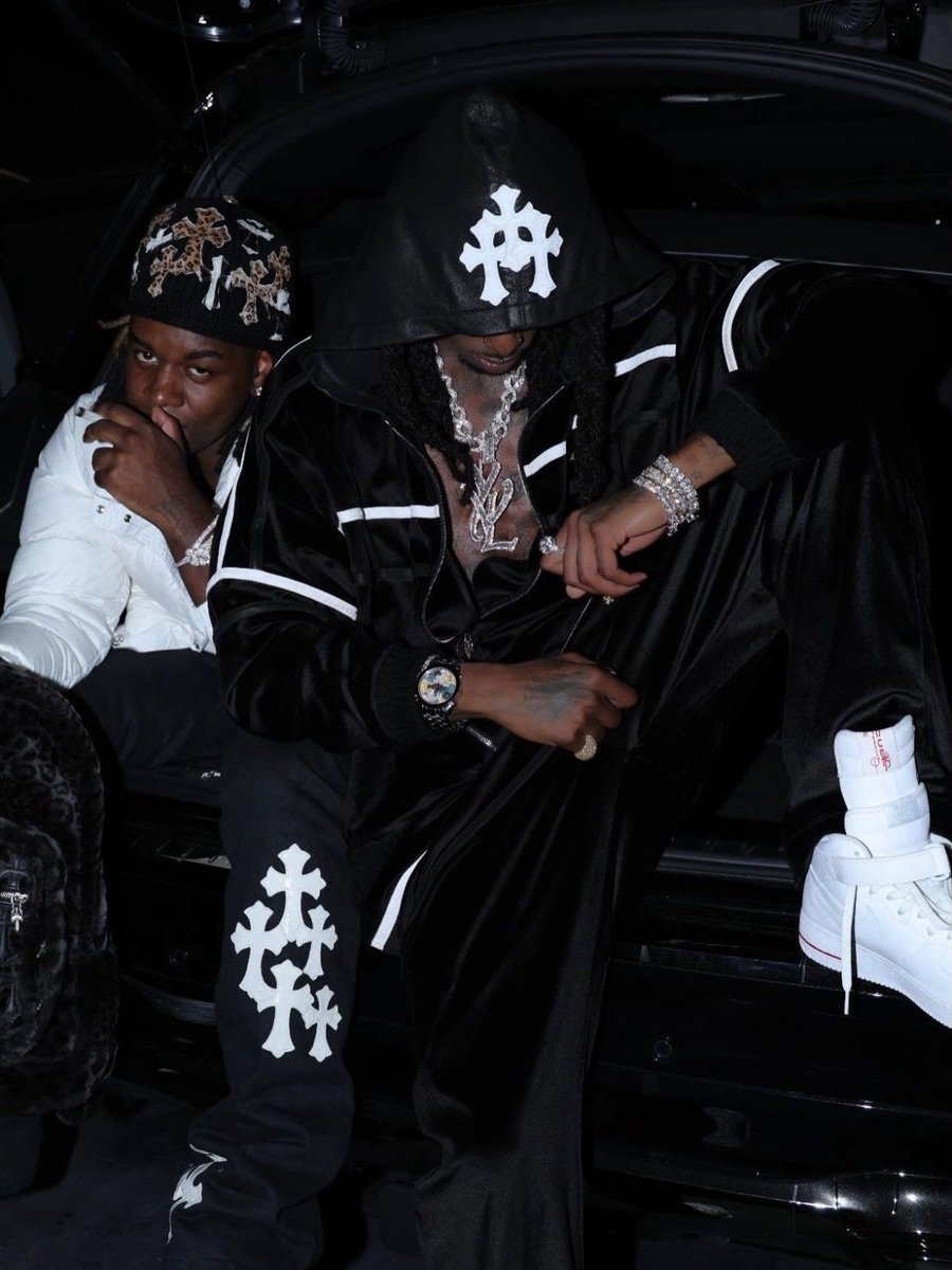 HardestFitPics's tweet image. Playboi Carti &amp;amp; Ken Carson in Chrome Hearts, 2025