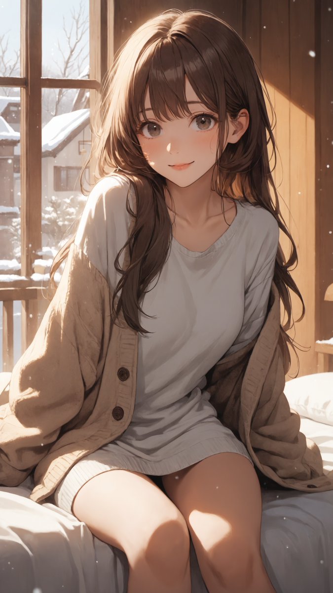 AIイラスト #AIart #希世依真 Snowy view from my room. 🌨️ 外は