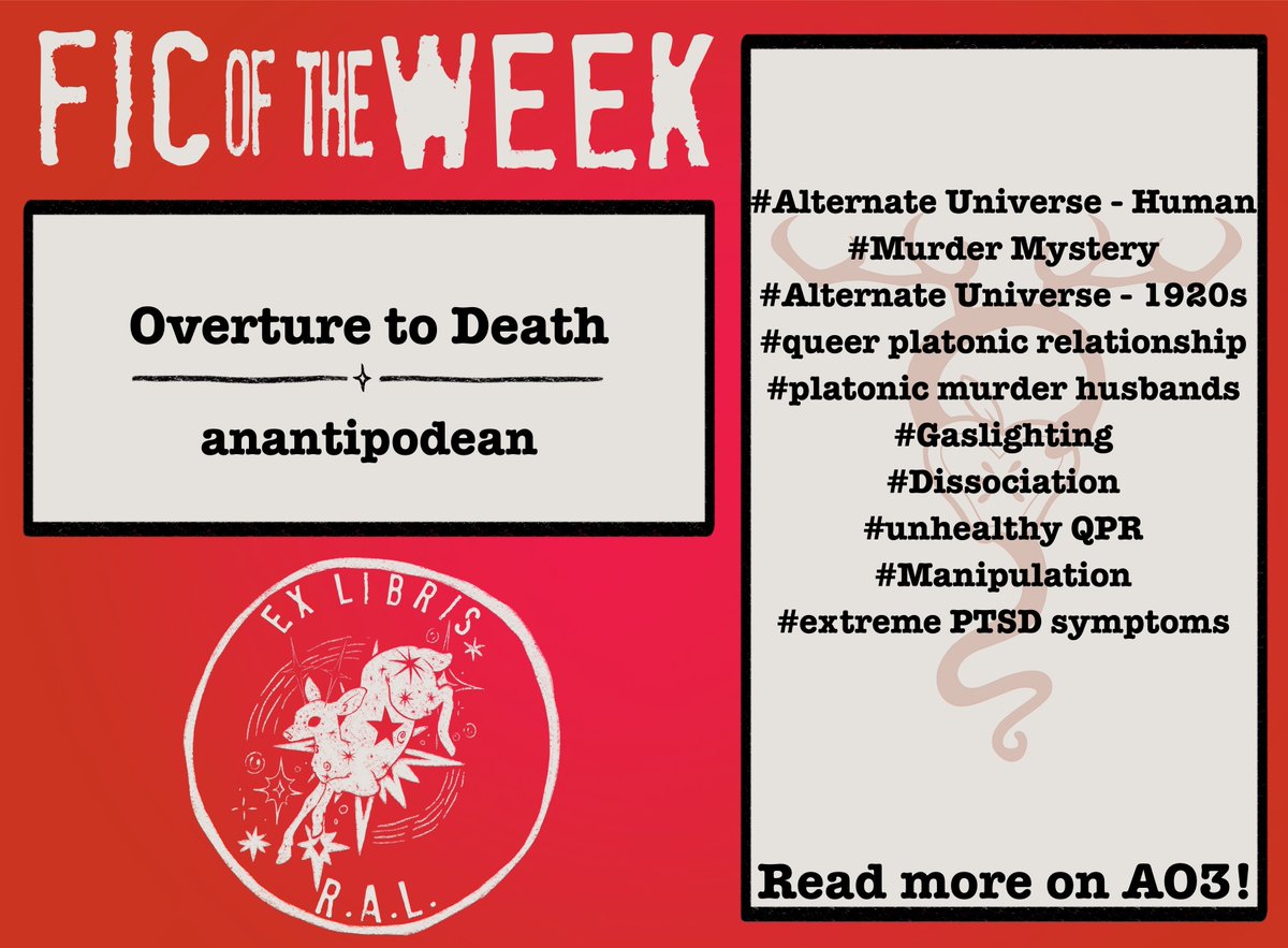 radioapplelibr's tweet photo. Fic of the week is the amazing "Overture to Death" by
anantipodean!! Congratulations!  Read it here! https://t.co/FxEV4Re3sP

#Radioapple #Appleradio #FicoftheWeek #RadioappleLibrary https://t.co/XD1QxU7NOu