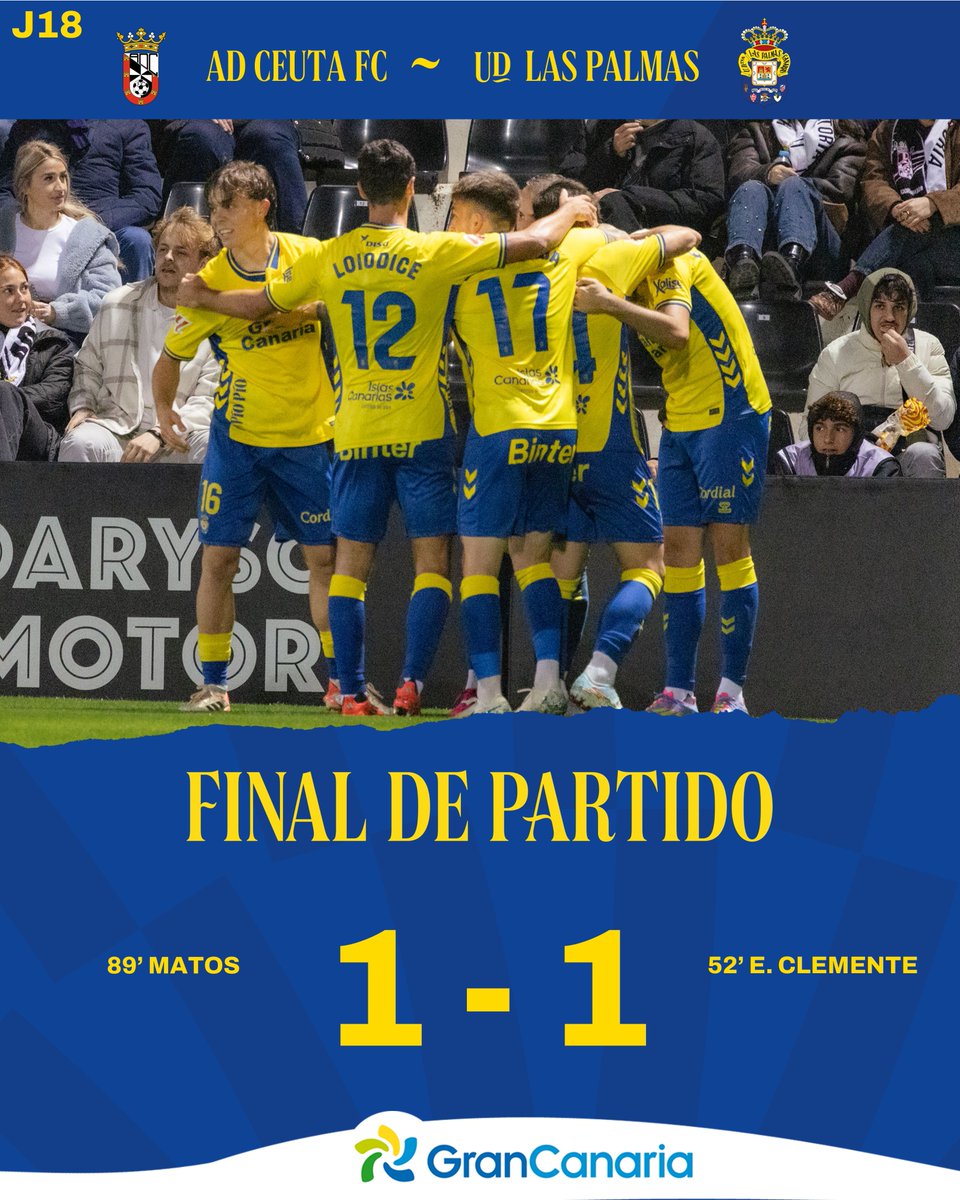 UDLP_Oficial's tweet image. 🔚 Final del partido y reparto de puntos en el Alfonso Murube. 🏟️

#ADCeutaFCLasPalmas #LaUniónHaceLasPalmas #SeremosMásUnión