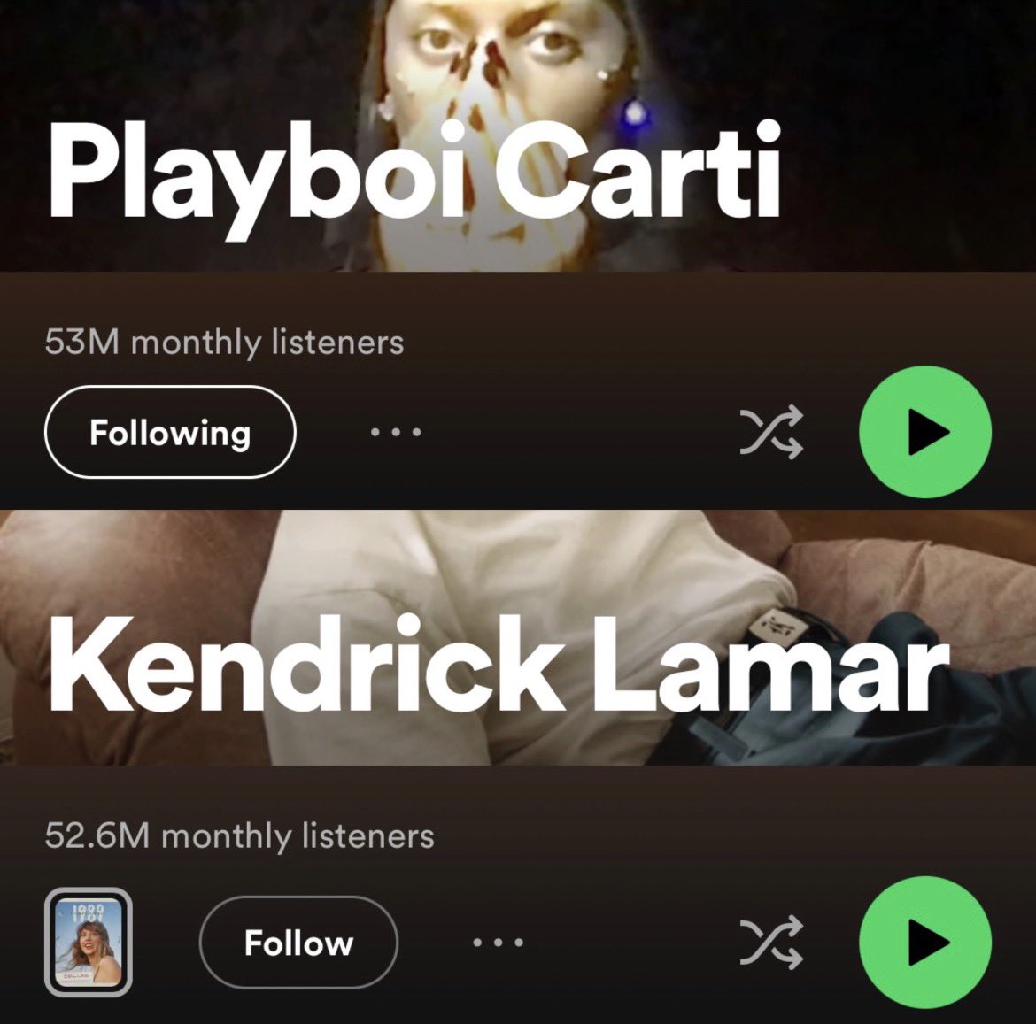 Remember when carti had more monthly listeners than Kendrick 👀

This was on the 15th of march 2024