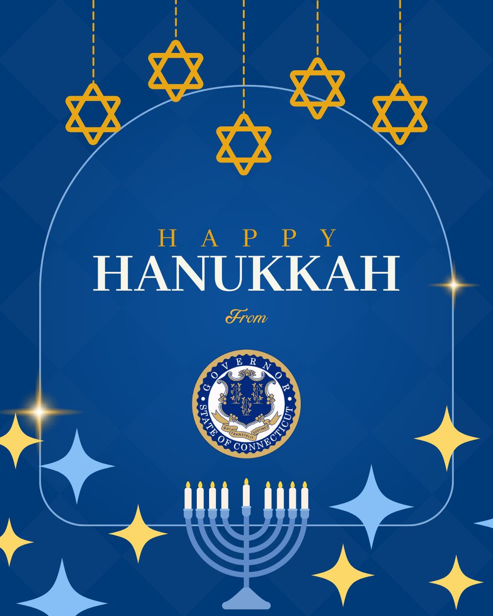 GovNedLamont's tweet image. Sending love and light to everyone celebrating Hanukkah tonight! I hope you all have a safe and special eight nights. Chag Urim Sameach! 🕎