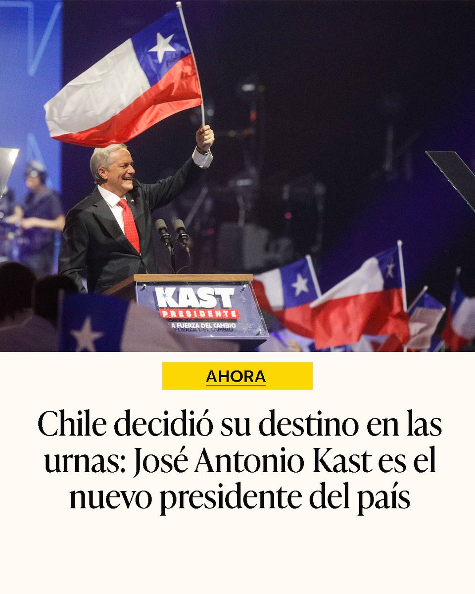 el_dinamo's tweet photo. ⏰Minuto a minuto| Con el avance del conteo, los resultados preliminares de la elección presidencial 2025 dan como ganador a José Antonio Kast.

La jornada electoral se desarrolló con normalidad y ahora se espera la confirmación oficial por parte del Servel. https://t.co/1LNouFoe1f