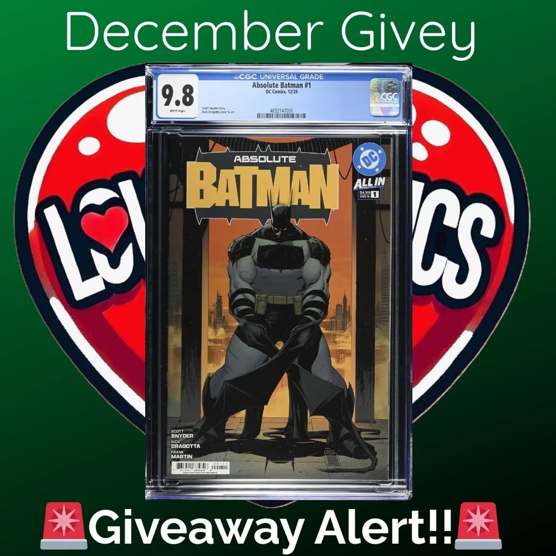 🚨 ENTER FOR A CHANCE TO WIN AN ABSOLUTE BATMAN #1 CVR A FIRST PRINTING <a href="/CGCComics/">CGC Comics</a> 9.8 courtesy of Love 4 Comics! Details here: instagram.com/p/DSEUm53jXy-/ #AbsoluteBatman #ComicGiveaway #HappyHolidays