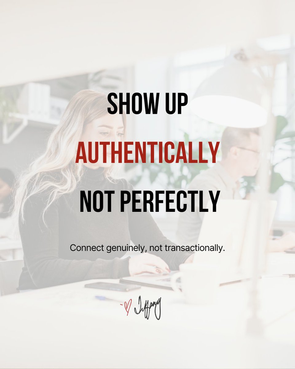 Your influence isn't about being everywhere.
It's about being intentional with your impact.
Challenging myself this month: Authentic over perfect. Genuine over transactional.
What's one way you're showing up intentionally this December?

❤️ Tiffany