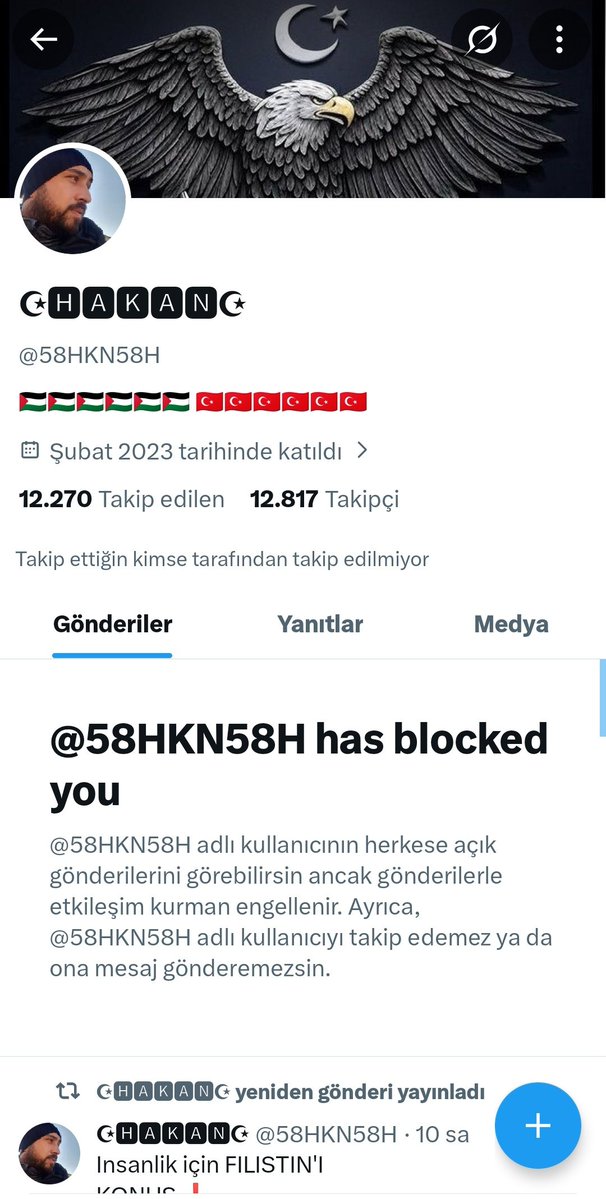 Beni engelleyeceğine AI video yayınlamayı bırak. Gazze'nin durumu zaten ağır, Yapay zeka video kullanmana gerek yok. <a href="/58HKN58H/">☪🅷🅰🅺🅰🅽☪</a> Ayrıca yapay zeka videoları kullanarak insanlarda şu algıyı oluşturabilirsin, "Gazze'deki durum yeterince ağır olmadığı için yapay zeka videolarıyla