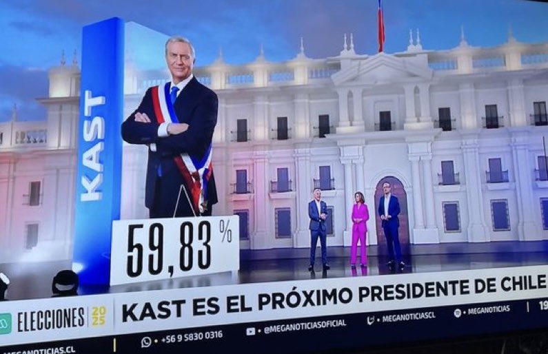 A una hora de cerradas las mesas KAST es el nuevo presidente de Chile , esto es épico somos el mejor país de Chile contando votos #Eleccioneschile2025