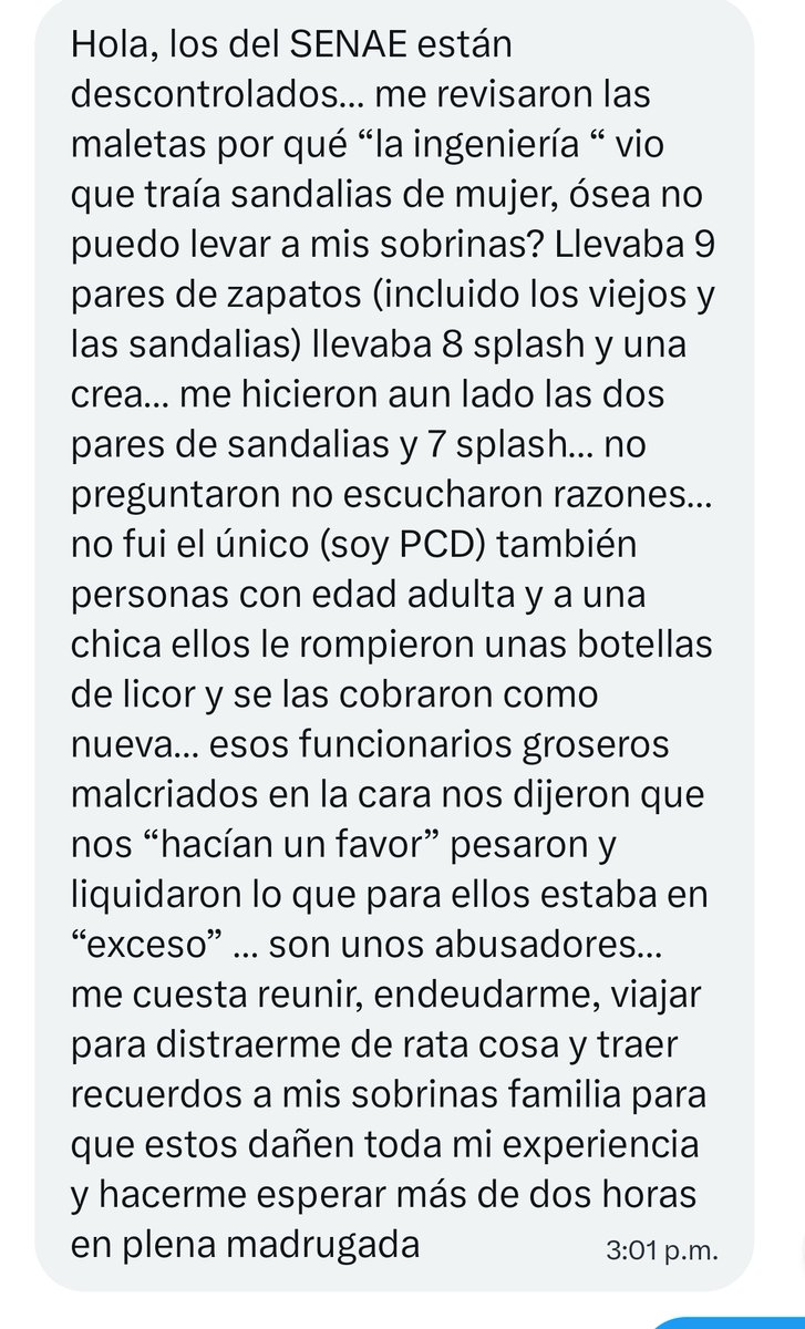 EmergenciasEc's tweet photo. #DenunciaCiudadana
Continúan las denuncias por abuso y maltrato por parte de la @SENAE_Aduana en los aeropuertos del Ecuador https://t.co/mCUWEHTjwr