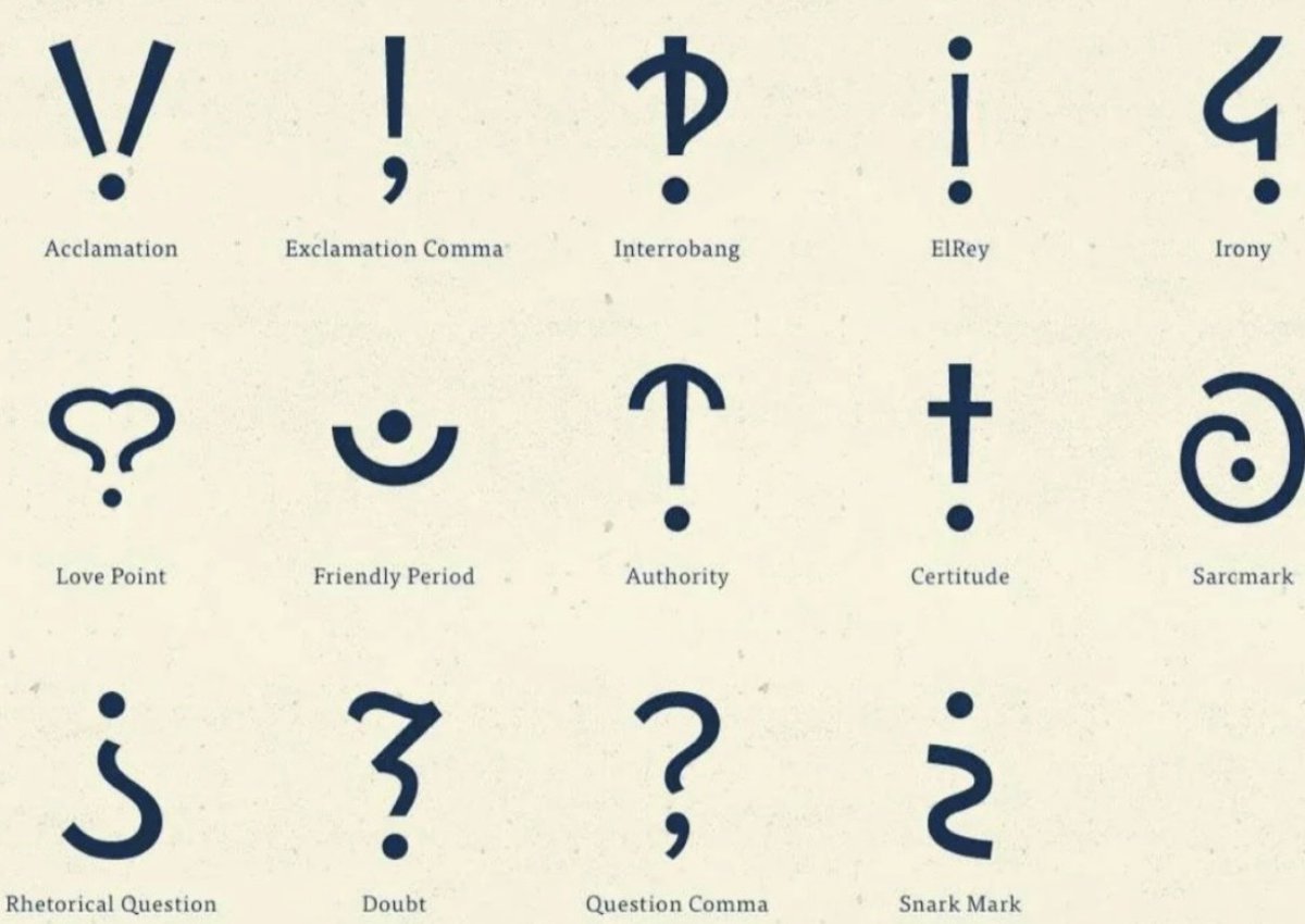 historyinmemes's tweet image. Proposed punctuation marks that never caught on…
