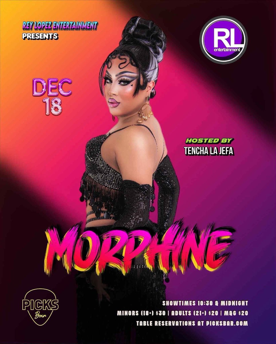 ReyMines's tweet photo. Thursday Night in San Antonio at Picks Bar …. MORPHINE all the way from RuPaul’s Drag Race - Reservations at https://t.co/XSmHoKVh44 Brought to you by Rey Lopez Entertainment @morphinelovemua https://t.co/TtlOReCGQU