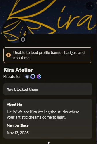 YachisAtelier's tweet photo. A customer recently informed us that someone on Discord is impersonating us. We would like to remind you that all official communication is conducted through our VGEN. We never send messages to harass our customers.

If you notice this person bothering you on Discord, I recommend reporting them. We will never send messages to harass our customers. Our official pages will always be linked to our VGEN.
----------------------------
Un cliente nos informó recientemente que alguien en Discord se está haciendo pasar por nosotros. Les recordamos que toda la comunicación oficial se realiza a través de nuestra VGEN. Nunca enviamos mensajes para acosar a nuestros clientes. 
Si ves que esta persona te molesta en Discord, te recomiendo reportarla. Nunca enviaremos mensajes para acosar a nuestros clientes. Nuestras páginas oficiales siempre estarán enlazadas a nuestra VGEN.

#vgen #smallartist #vtuber #scammers