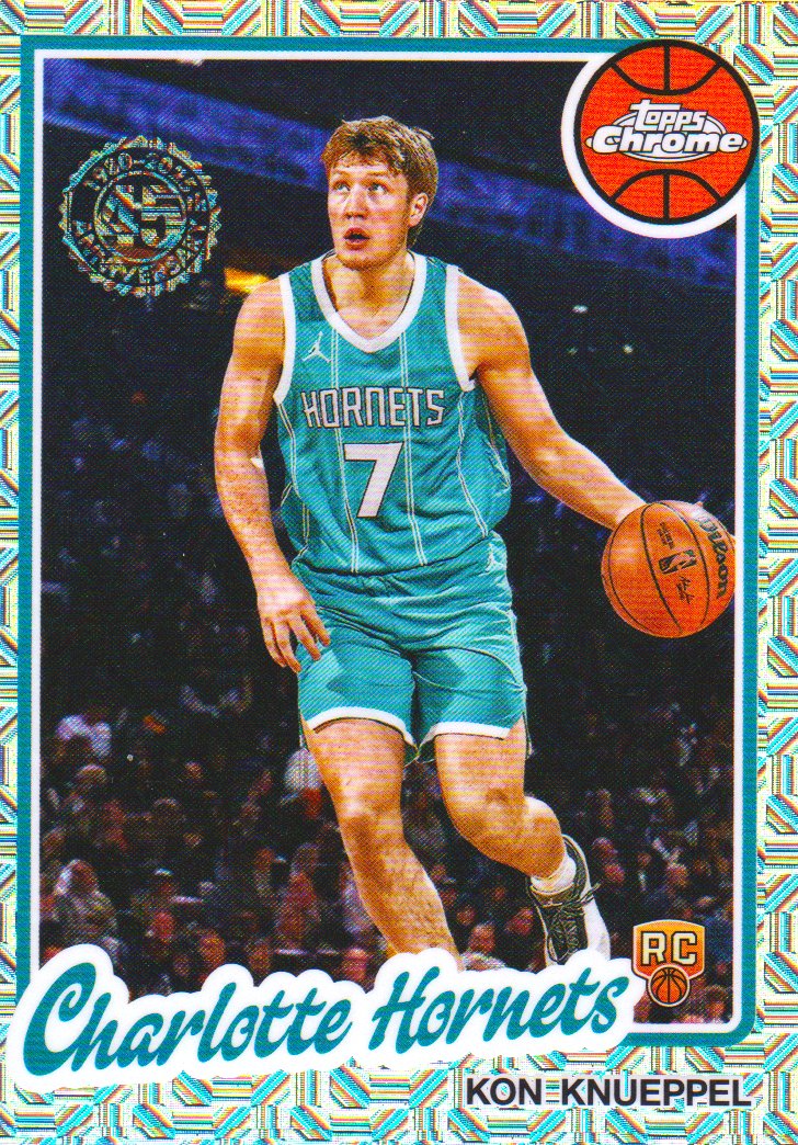 BenPSA10's tweet image. Kon Knueppel Rookie Card 2025 Topps Chrome Mojo Refractor 45th Anniversary TC-KK 

ebay.us/m/RnNnHz #eBay 

#BasketballCards #SportsCards #TheHobby #Collect #ToppsChrome #Refractor #KonKnueppel #Hornets #Rookie
