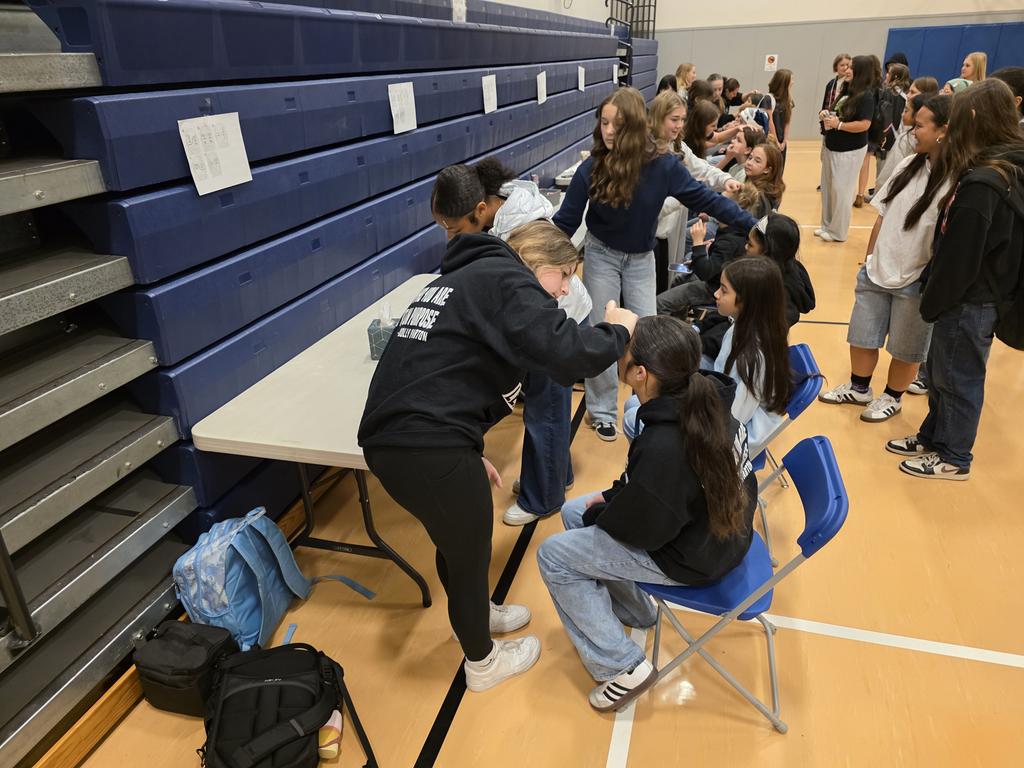 On Friday's black and blue spirit day, Leadership students did face painting in the commons. #STORMFamily
