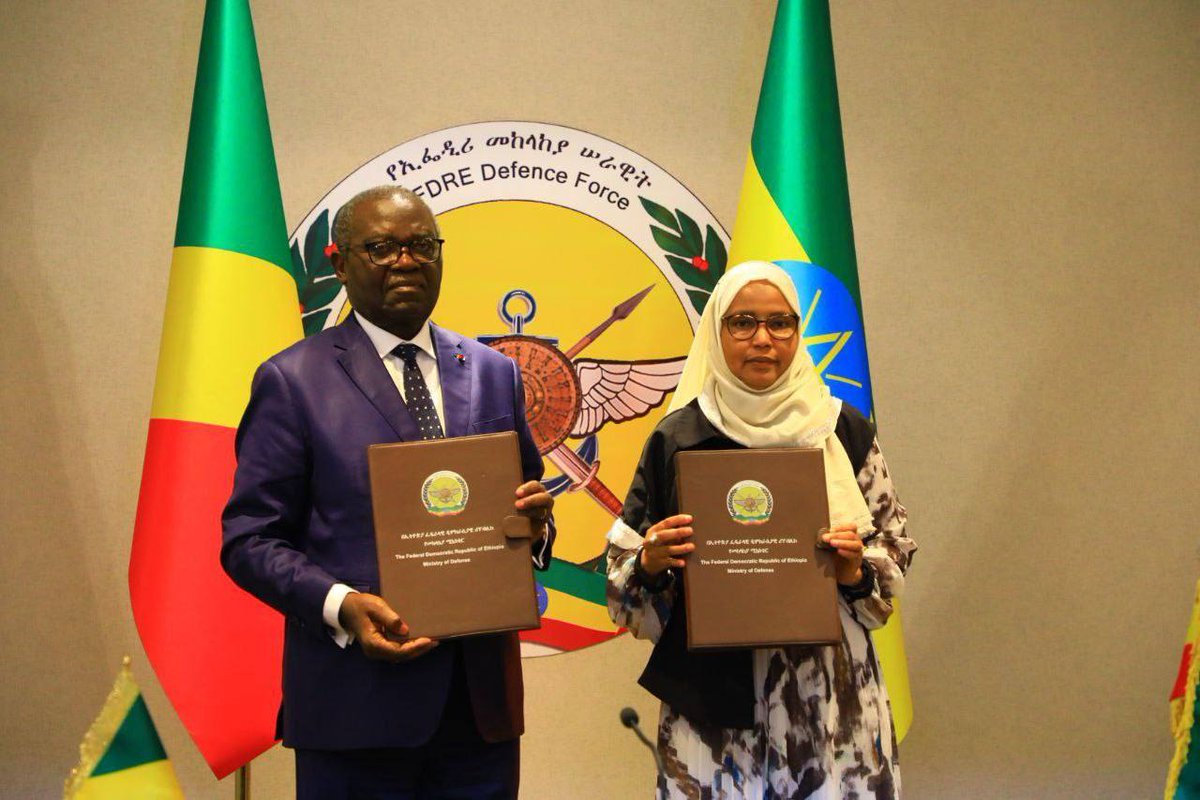 🇪🇹🇨🇬ኢትዮጵያ እና ኮንጎ ሪፐብሊክ በወታደራዊ መስኮች በትብብር ለመሥራት የመግባቢያ ስምምነት ተፈራረሙ።