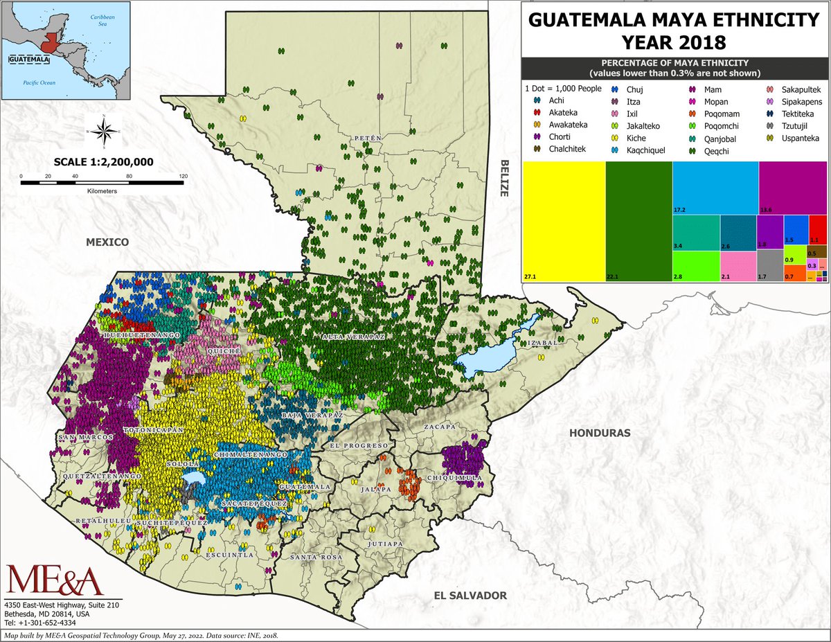 Mapa de etnias mayas en Guatemala (2018)