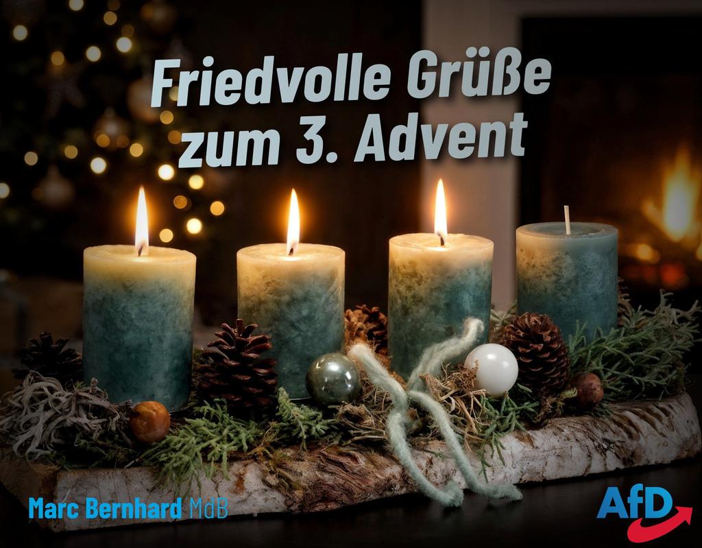 *Friedenslicht zum 3. Advent*

Heute strahlen drei Kerzen vom Adventskranz und erinnern an den Frieden, den das Christkind in diese Welt bringt. Ihr Licht lädt ein, still zu werden und Hoffnung zu schöpfen, gerade dann, wenn sonst überall Unruhe und Lärm dominieren.

Ich wünsche