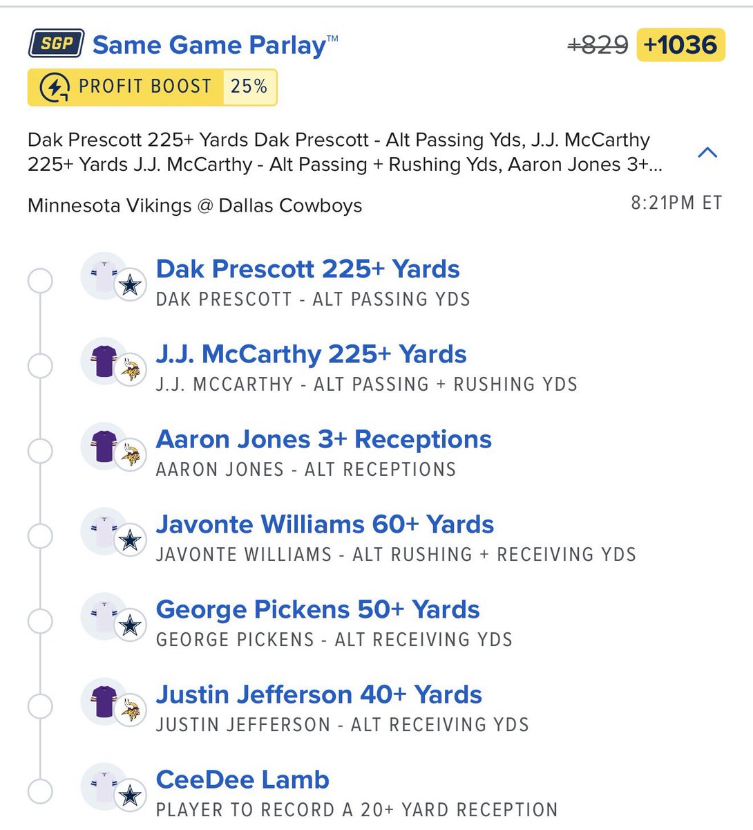 onlyparlays's tweet photo. SNF PARLAY 🏈🔥

Like + repost if tailing! 🍀 https://t.co/r8vjWJCI8t