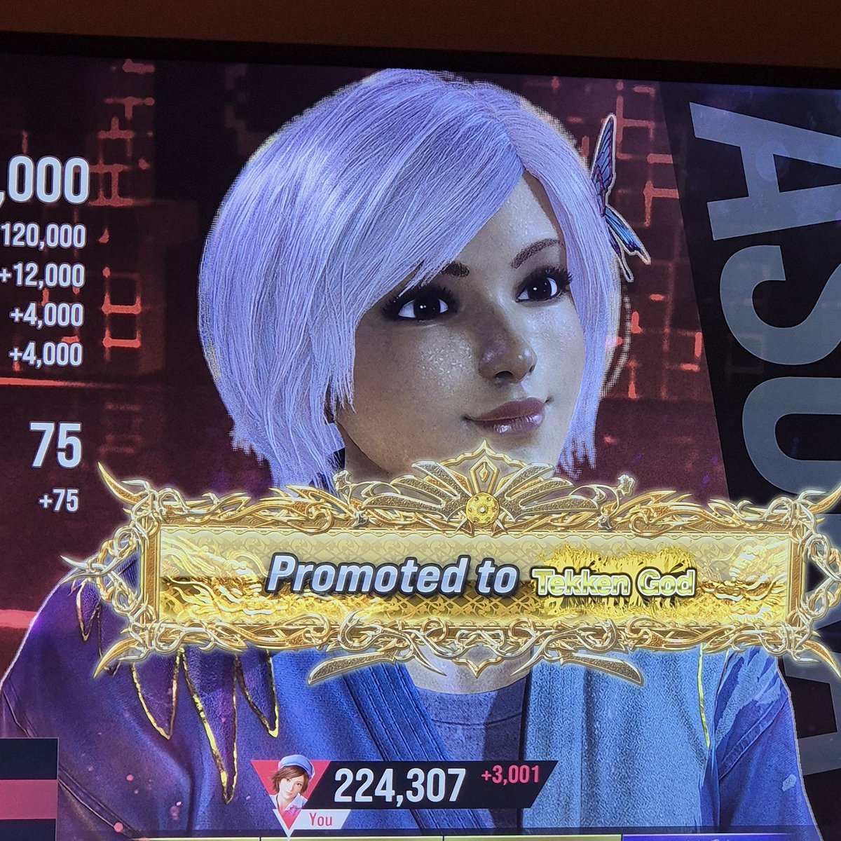 Bariarti's tweet photo. Finally got my Asuka to TG, highest I have ever been!
I think one key is patience, sometimes your opponent just burns through all their resources while you block and wait, a lot of people are just too aggressive but T8 has kind of made it that way, hoping for balancing soon! https://t.co/hCgYPkn2nJ