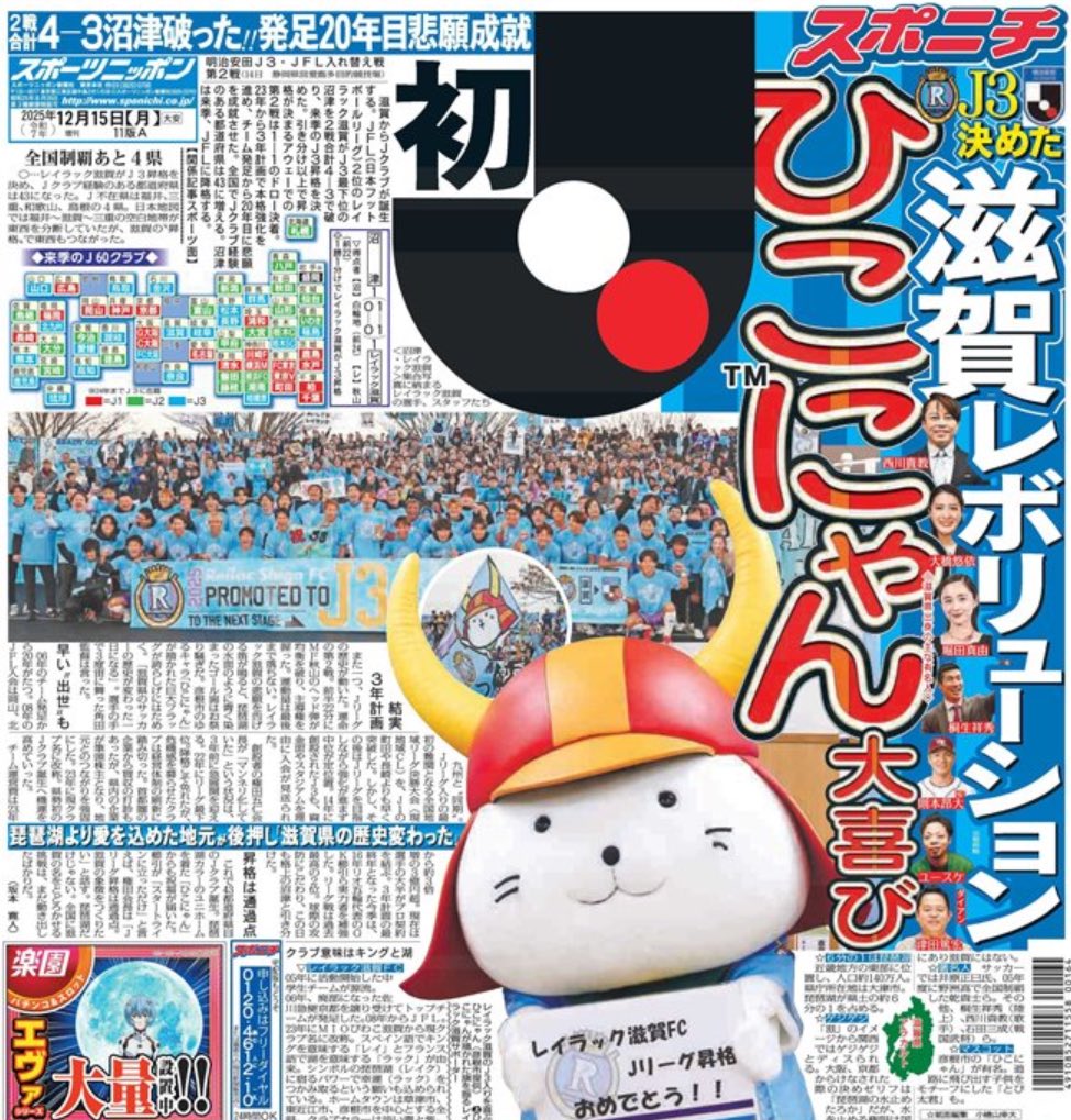 ひこにゃんのインパクトは凄い。 #ひこにゃん #レイラック滋賀FC