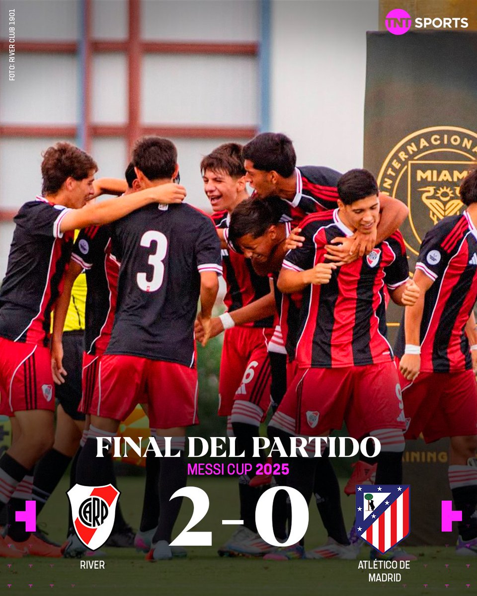 TNTSportsAR's tweet image. RIVER ES EL CAMPEÓN DE LA MESSI CUP ⚪🔴🏆🇦🇷

El Millonario se impuso 2-0 ante Atlético de Madrid para conquistar el Torneo Internacional Sub-16.