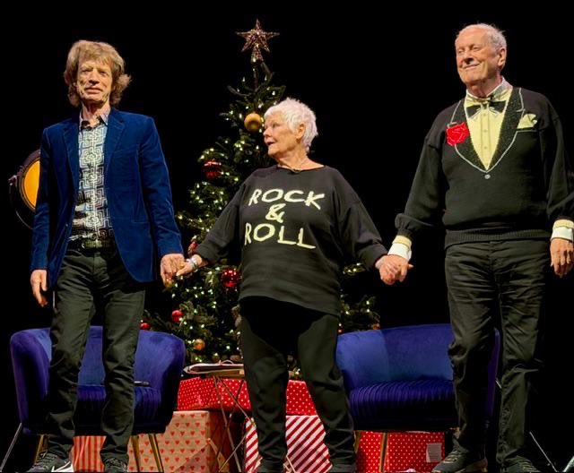 GylesB1's tweet photo. What a night!  Dame Judi had no idea when she dressed for our show today that she’d be sharing the stage with Sir Mick Jagger tonight! They had never met, but she once told me it was her dream to be on stage with him - so I asked him to join us and, bless him, he said Yes! https://t.co/m2o7RH1byN